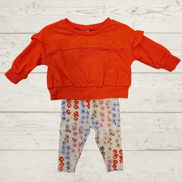 Carter's Sweatshirt & Floral Leggings Size 3m - Picture 1 of 4